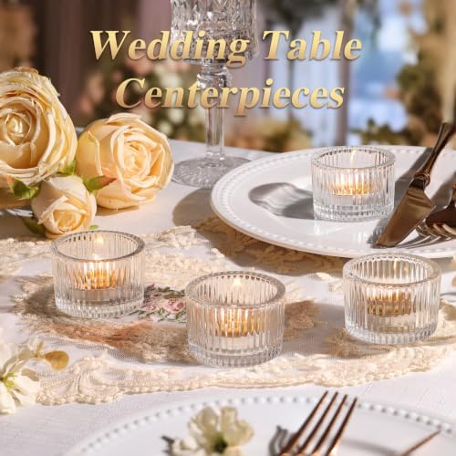 4 Pack Tealight Clear Candle Holders, Votive Tea Light Candle Holder