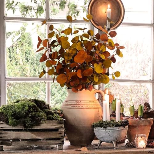 12 Pcs Artificial Fall Eucalyptus Stems, 27 Inch