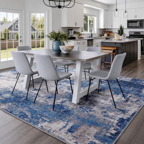 RELEANY Washable 10'x12' Abstract Area Rug for Living Room Blue Gray
