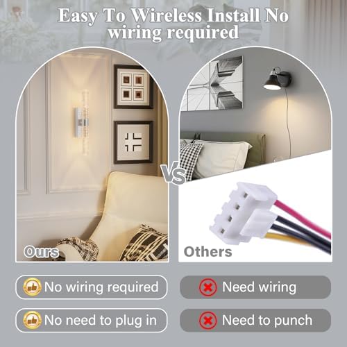 camuucci Battery Operated Wall Sconces Set of 2, Rechargeable Wall Lights