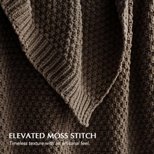 EVERGRACEHOME Chunky Chenille Knit Throw Blanket, 90 x 90, Cocoa Brown