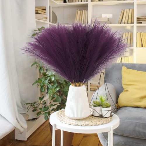 obbsie 50PCS Purple Faux Pampas Grass Decor, 21.6" Fluffy Vase Filler