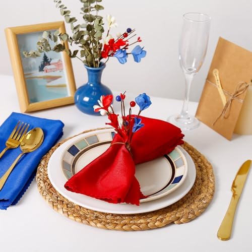 Handmade Independence Day Flower Napkin Rings Set of 12, Rustic Napkin Ring