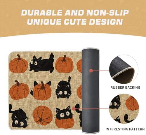 Artoid Mode Cute Pumpkin Balck Cat Fall Doormat 17x29 Inch