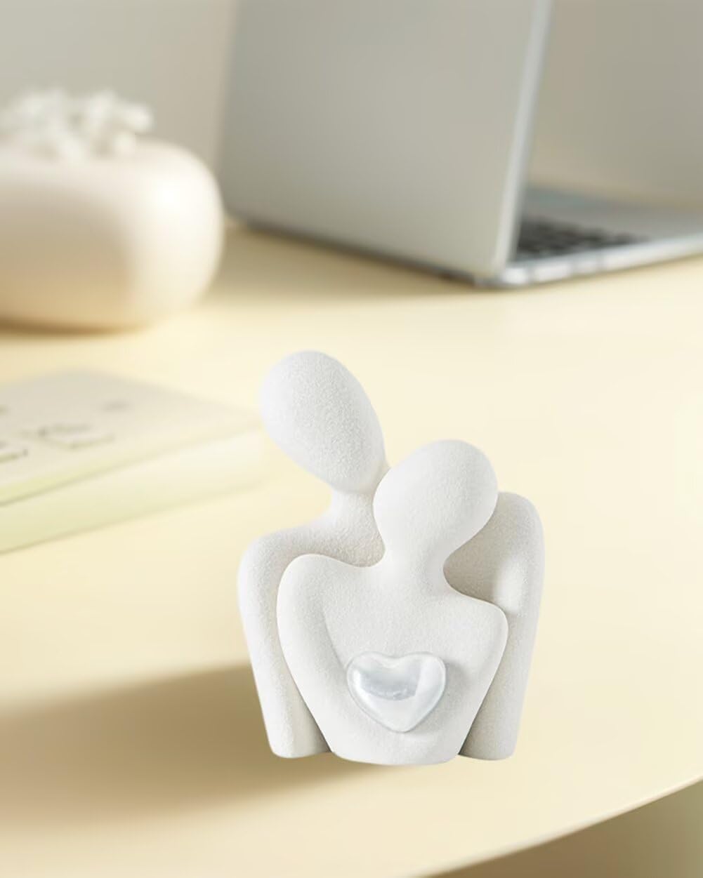 Mini Couple Statue Decor Ceramic Love Sculpture / Medium / Silver