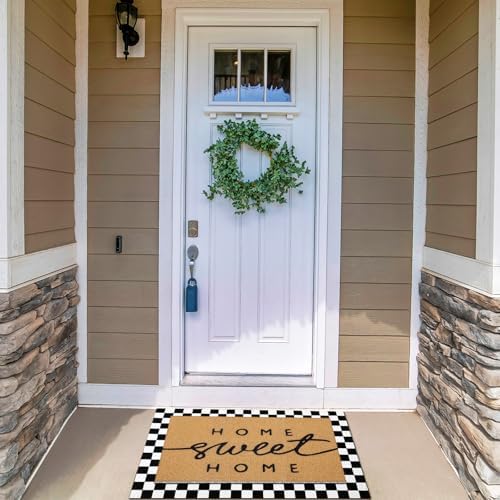 Tinideya 2 Pcs Home Sweet Home Layered Mat for Front Door