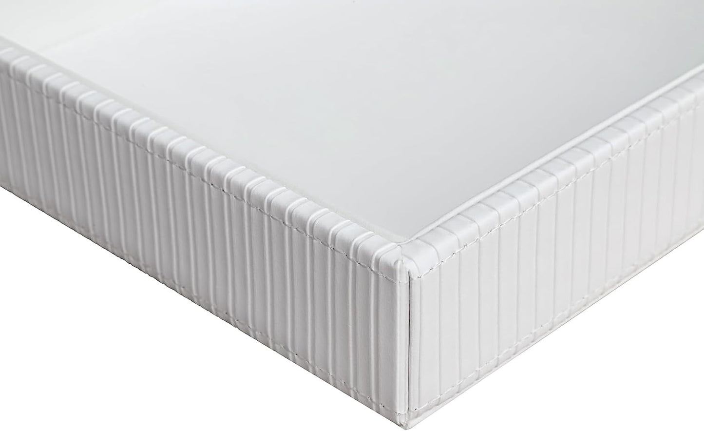 Faux Leather Vanity Tray / White Stripe / 10.2 x 8.4 x 1.8