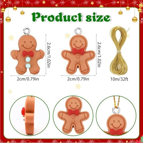 48Pcs Mini Gingerbread Men Ornaments Christmas Tree Decorations
