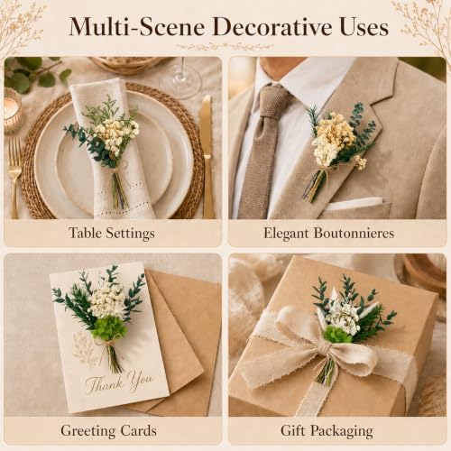 12/24PCS Handmade Dried Flower Bouquet Natural Dried Wildflowers