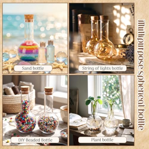 Baderke 30 Sets 3 oz Plastic Potion Bottles with Cork Ball Shaped