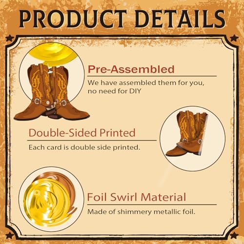 West Cowboy Hanging Swirls, 30Pcs Western Cowboy Boot Ceiling Streamers Cowgirl Hanging Decorations for Wild West Themed Party Supplies