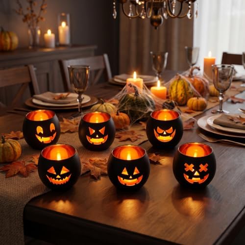 Halloween Tea Light Candle Holders Set of 6, Votive Candle Holders