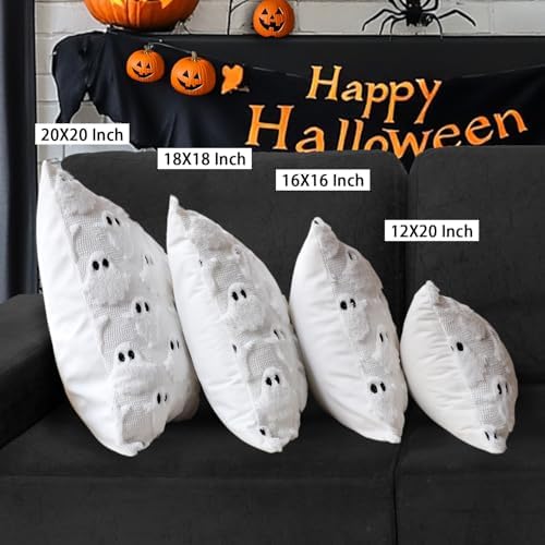 Halloween Pillow Covers 20x20 Set of 2 White Ghost Farmhouse Home Decor