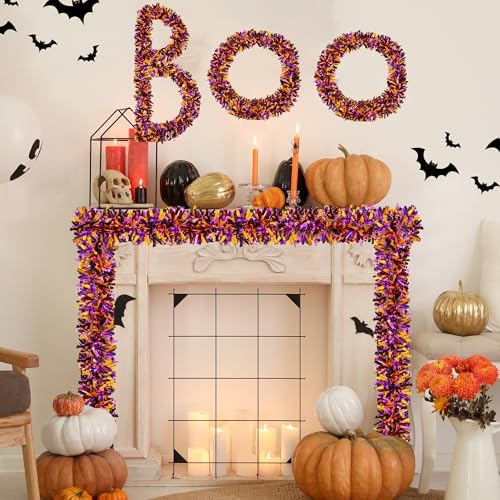 50FT Halloween Tinsel Garland Decorations for Home Tree Indoor Outdoor