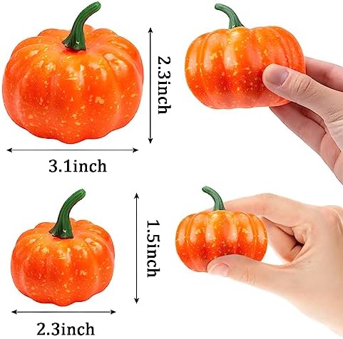Ueerdand 16 PCS Fall Decor Artificial Pumpkins Burlap Faux Foam Pumpkins for Harvest Autumn Season Halloween Thanksgiving Holiday Festive Embellishing and Displaying