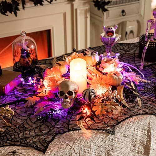 Valery Madelyn 18" Halloween Wreath for Front Door Decor with Lights