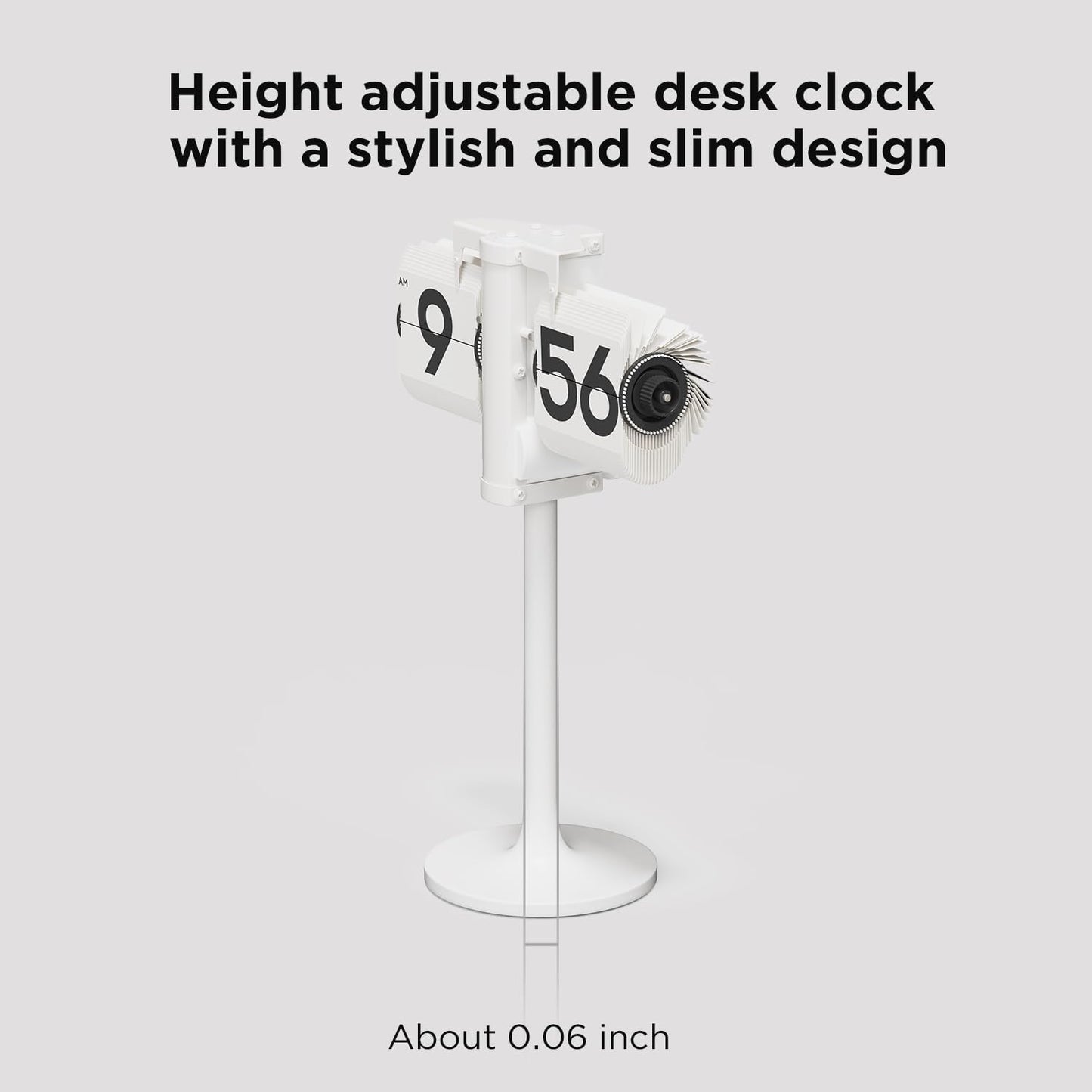 mooas Standing Height Adjustable Flip Desk Clock (White), Retro Vintage Analog Design Flip Clock Standing Clock Battery
