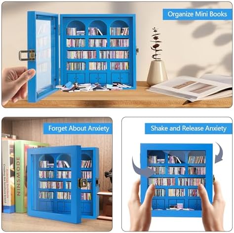 Anxiety Bookshelf – Mini Books Display for Stress Relief and Fun Decor, Perfect Decorative Miniature Library for Book