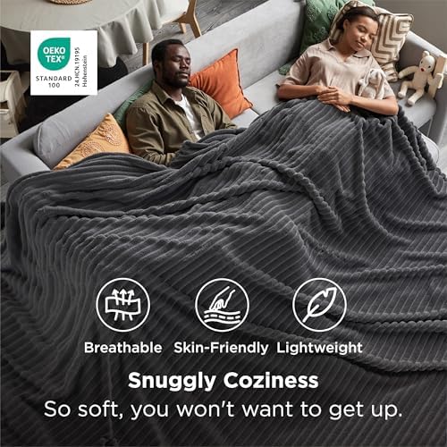 Bedsure Extra Soft Large Fleece Blanket for Bed Grey 120"x120"