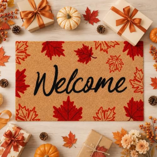 Fall Maple Leaf Welcome Doormat-Maple Fall Decor Coir Outdoor Door Mat