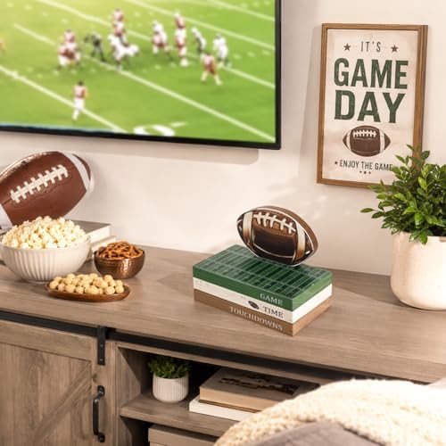 Smile Fall Wooden Decor Signs Football FALL Y'ALL Tiered Tray Tabletop Signs for Autumn Harvest Thanksgiving Game Day Decor