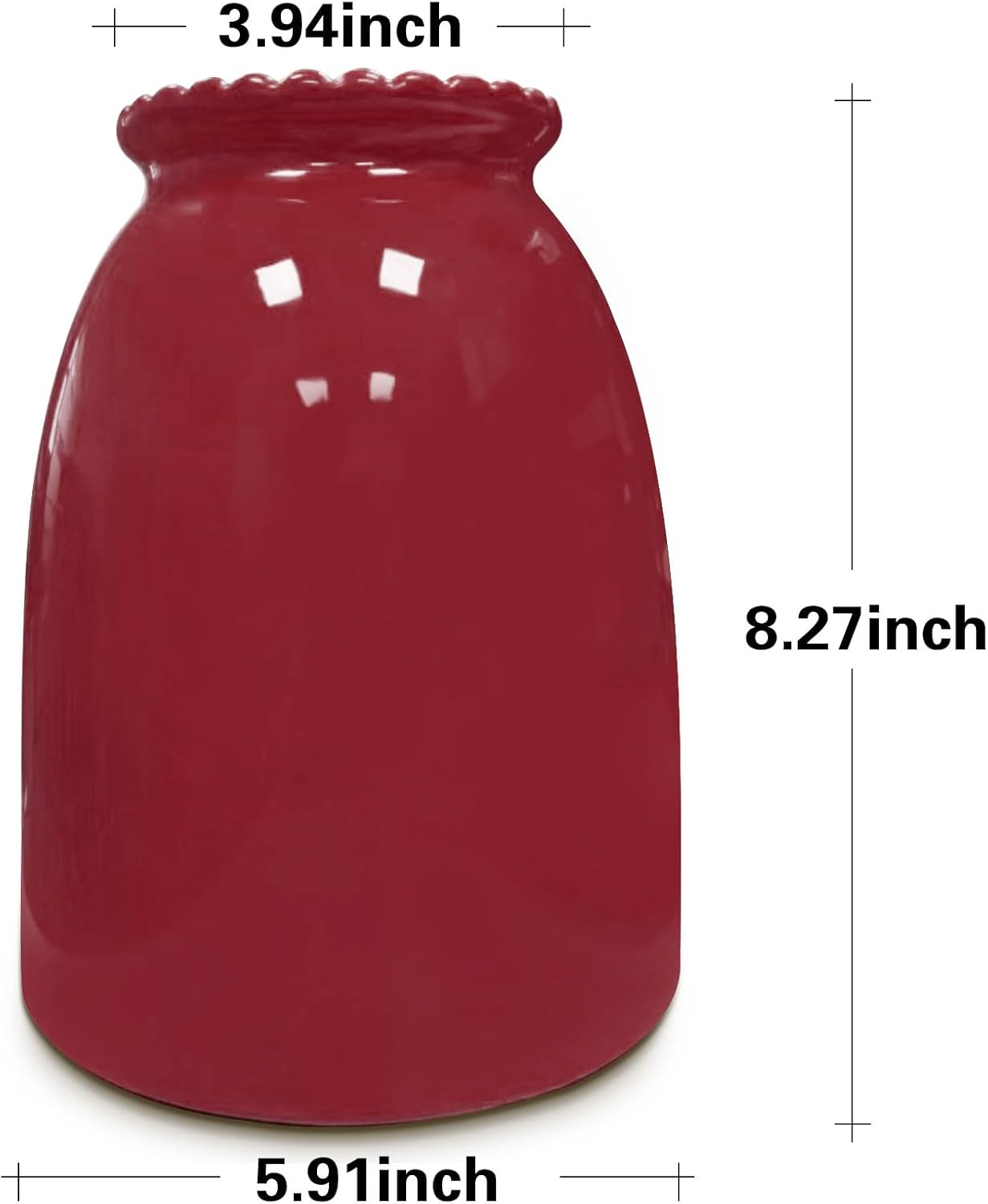Modern Vases / Red Flower Vase- Ceramic Vase for Decor / Red-8.5inch