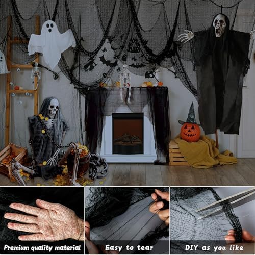 Xgunion Halloween Black Creepy Cloth 315x87 Inch Spooky Decor
