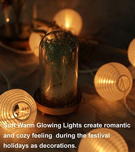 TIGOMOOV Mini Lantern Lights String Outdoor, 3 Inch Globe Lantern String Lights for Bedroom -20CT Connectable White Lights for Wedding Decorations, Patio,Porch,Window Decor