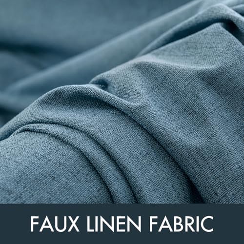 MIULEE 100% Blackout Linen Curtains for Bedroom 52x96 Inches Dusty Blue