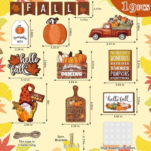 Quimoy 19 Pcs Fall Tiered Tray Decor