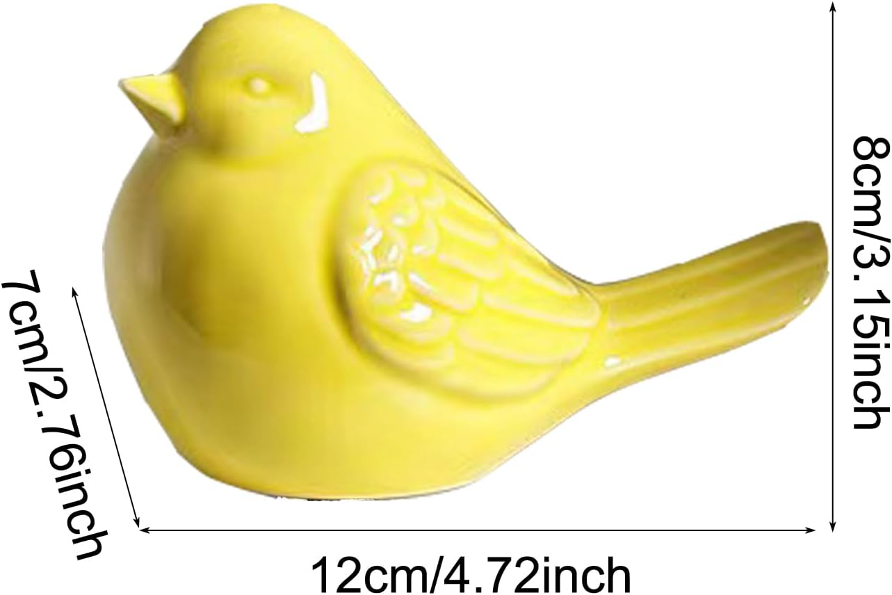 Ceramic Birds Statues Home Decor Modern Style Decorative Ornaments Animal Figurines / Yellow