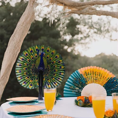 20 Pcs 10" Peacock Paper Fans