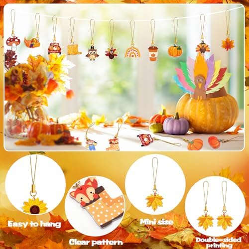 36Pcs Fall Tree Ornaments Double Side Acrylic Autumn Hanging Decor