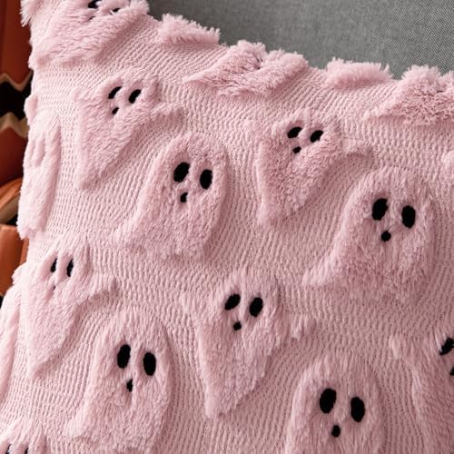 MIULEE Pink Halloween Pillow Covers Cute Ghost Decor Set of 2 20x20