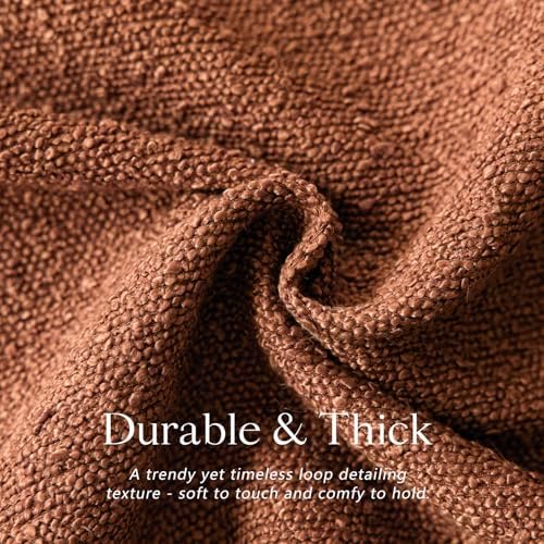 Textured Boucle Throw Pillow Covers Accent Solid Pillow Cases / 20 x 20 / Autumnal / Set of 2