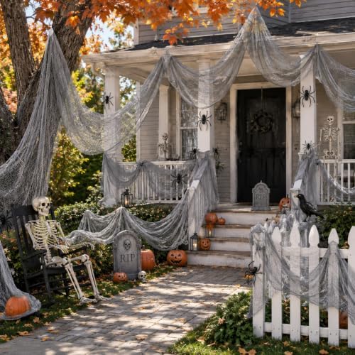 Set of 5 Gray Halloween Gauze Creepy Cloth Fabric Tapestry Decor Decoration