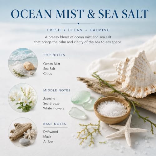 Airkeep Reed Diffuser Set,3.38 fl oz (100 ml) - Ocean Mist&Sea Salt Oil Diffusers with 8 Reed Sticks,Home Fragrance