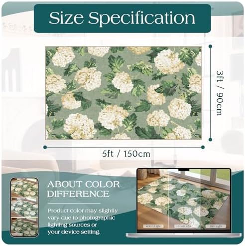 3x5 Floral Entry Rug - Washable Indoor Outdoor Mats for Front Door