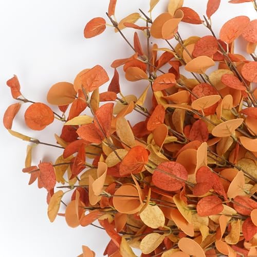 HomeKaren Fall Stems 6 Pcs Artificial Eucalyptus Fall Leaves 27.5 inch Fall Floral Picks, Fall Branches Decor for Vase, Fall Vase Filler Decoration Indoor