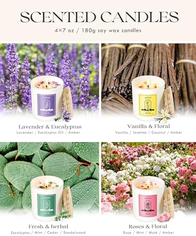 AOOVOO Rose/Vanilla/Eucalyptus/Lavender Scented Candles for Women