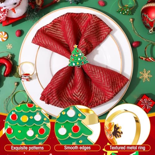 WILLBOND 12 Pieces Gingerbread Napkin Rings, Gold Xmas