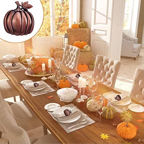 STMK Thanksgiving Day Napkin Rings, Rustic Harvest Pumpkin Napkin Rings, Alloy Napkin Holder for Halloween Fall Thanksgiving Day Table Decorations (Harvest Pumpkin, 8)