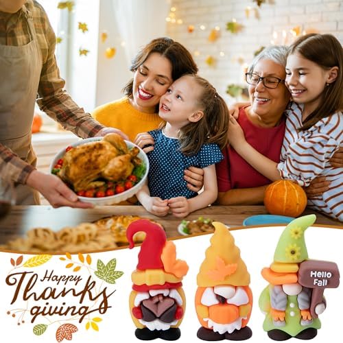 30 Pcs Fall Mini Gnomes Figurines, Thanksgiving Miniature Gnome Ornaments