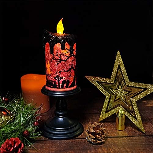 Eldnacele Ghosts Halloween Snow Globe Flameless Candle Battery Operated