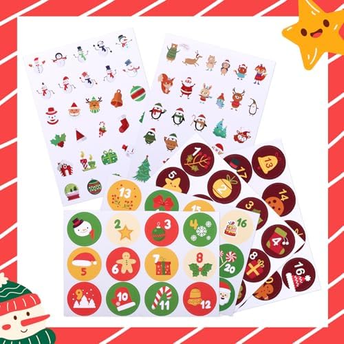 Naler 24 Pcs Christmas Gift Bags, Paper Goodie Bags with Stickers & Clips
