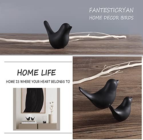 FANTESTICRYAN Small Birds Statues Home Decor, Modern Style, Black, S&L