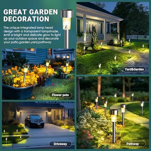 GIGALUMI Outdoor Waterproof Solar Garden Lights, 12 Pack Warm White