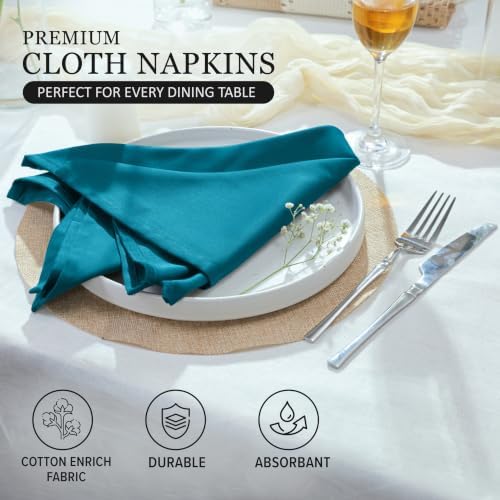 Ruvanti Cloth Napkins Set of 6, Cotton Enrich 18”x18” - Teal