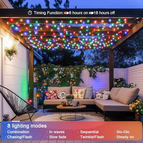 JMEXSUSS 132ft 400 LED Christmas Lights Indoor Outdoor Waterproof