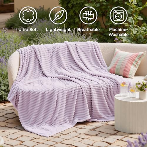 Bedsure Soft Twin Blanket for Bed Decor Gifts Lavender Fog 60"x80"